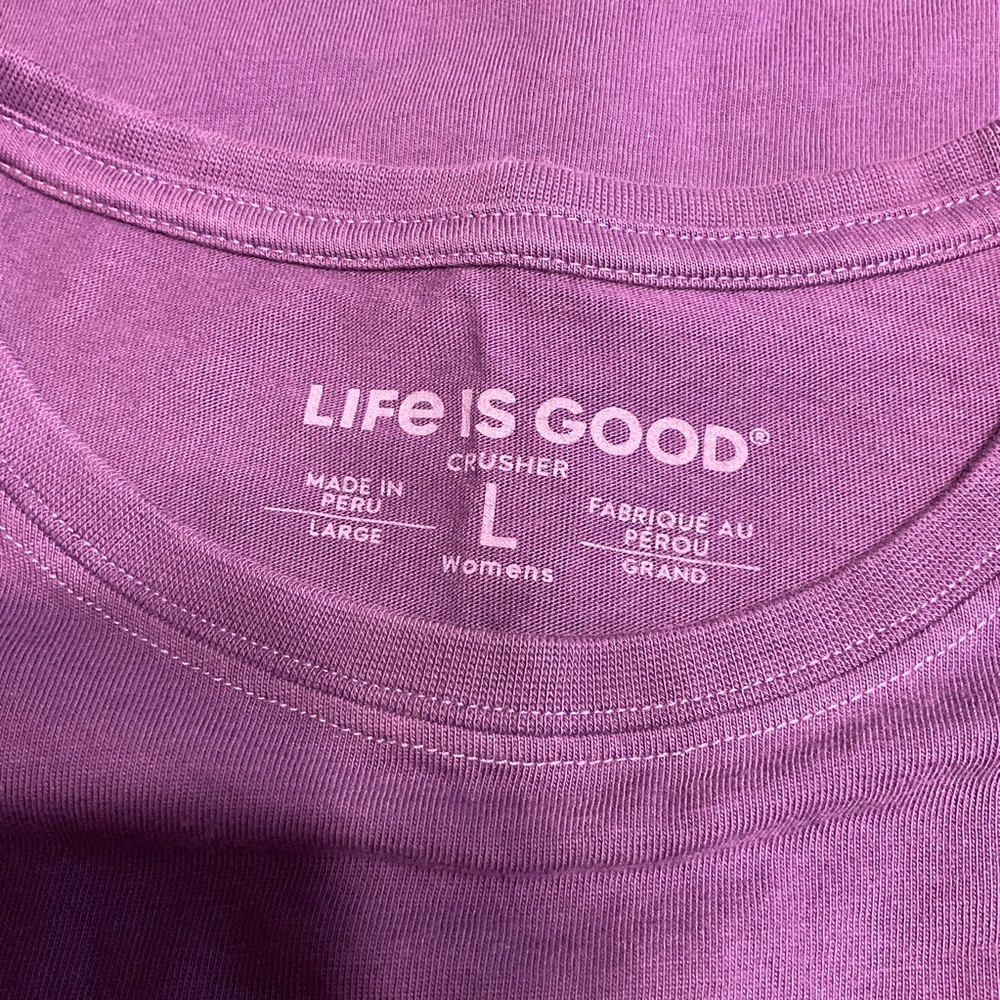 Life is good Women’s Crushed Tee Size Large Classic Crewneck 100% Cotton purple - Picture 5 of 9